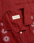Far Afield Stachio SS Shirt - Sol Stripe Embroidery Deep Red-Men's Shirts-Brooklyn-Vancouver-Yaletown-Canada