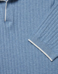 34 Heritage Polo Sweater - Blue-Men's Sweaters-Brooklyn-Vancouver-Yaletown-Canada