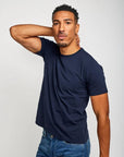 Easy Mondays Crew Neck SS Cotton T-Shirt Navy-Men's T-Shirts-Brooklyn-Vancouver-Yaletown-Canada