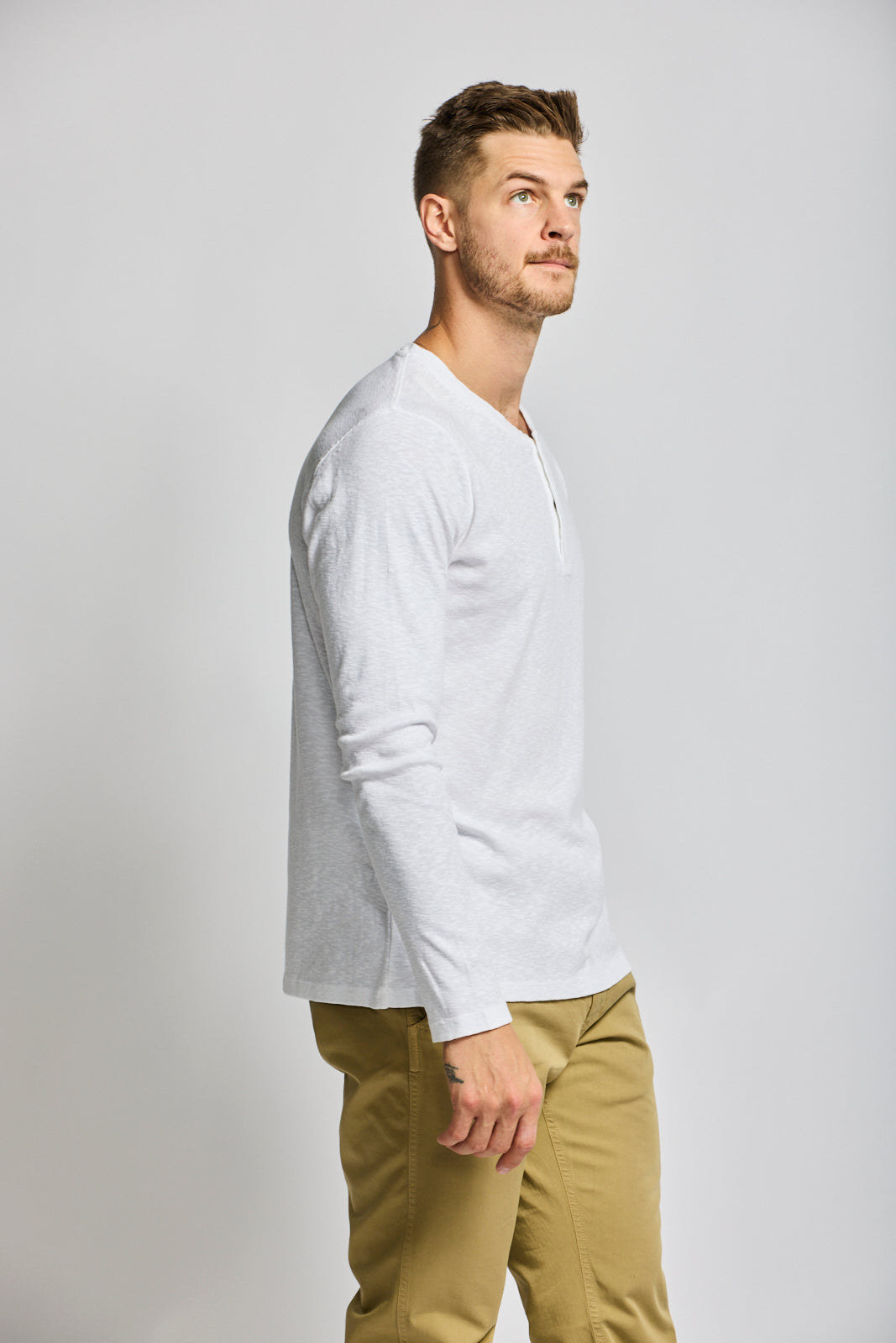 Easy Mondays LS Henley Slub White-Men's T-Shirts-Howard-Surrey-Canada