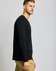 Easy Mondays T Shirt LS Henley Slub Black-Men's T-Shirts-Howard-Surrey-Canada