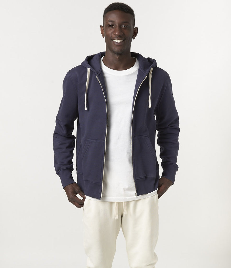 Merz Hooded Zip Jacket 13 Oz Relaxed Fit Denim Blue-Men's Sweatshirts-Brooklyn-Vancouver-Yaletown-Canada