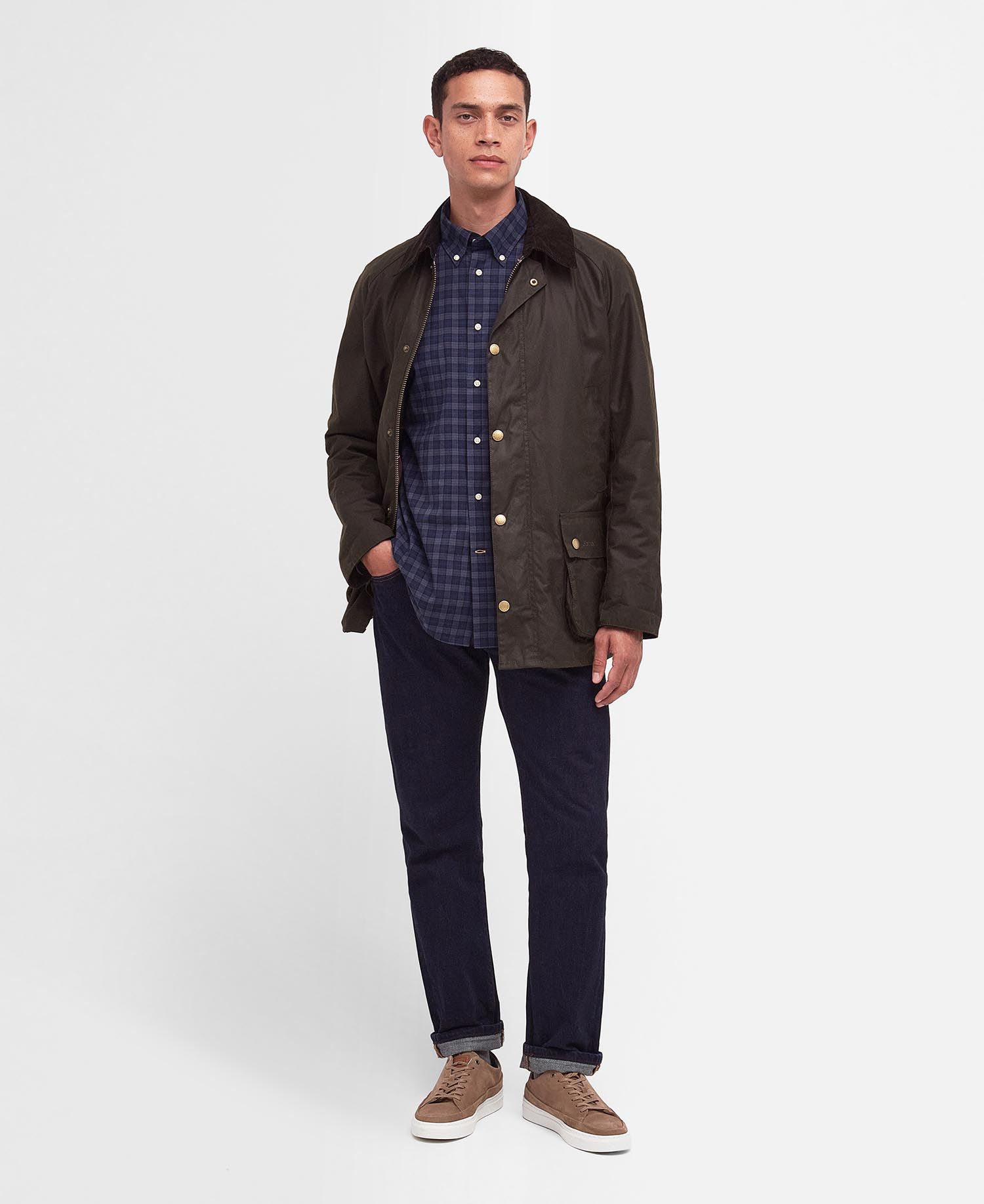 Barbour Coat Ashby Wax Mid Olive-Men&#39;s Coats-Howard-Surrey-Canada