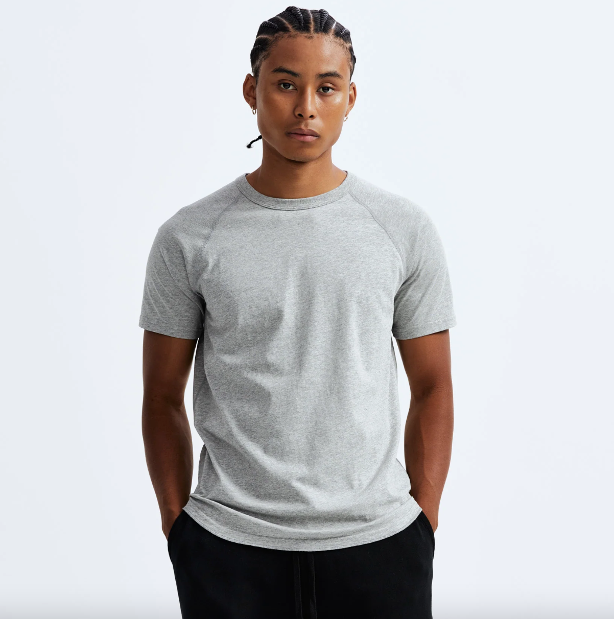 Reigning Champ-Knit Lightweight Jersey Raglan Tee-H Grey FW23-Men's T-Shirts-Yaletown-Vancouver-Surrey-Canada