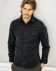 Kato Shirt The Brace LS Oxford St. Black-Men's Shirts-Howard-Surrey-Canada