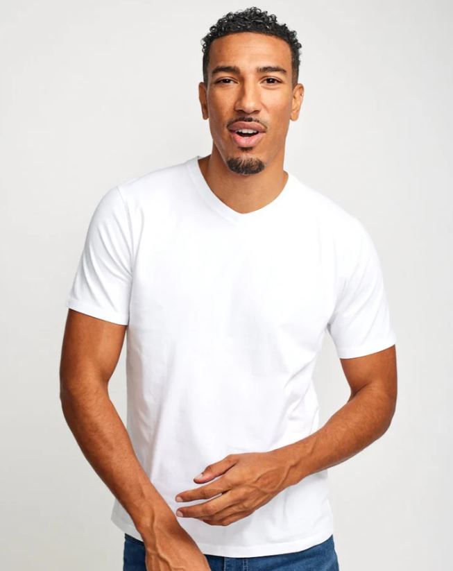 Easy Mondays V-Neck SS Cotton T-Shirt White-Men's T-Shirts-Howard-Surrey-Canada