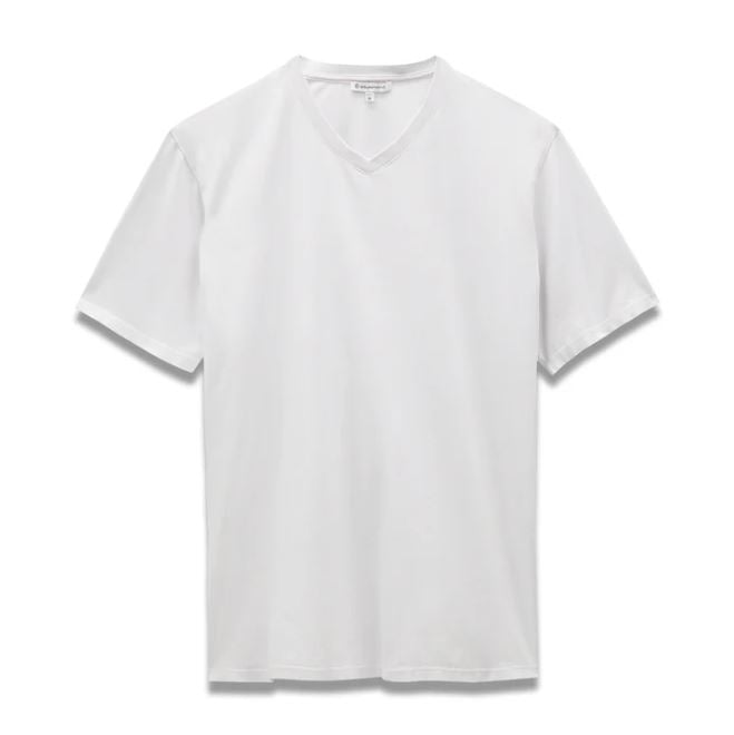 Easy Mondays V-Neck SS Cotton T-Shirt White-Men's T-Shirts-Howard-Surrey-Canada