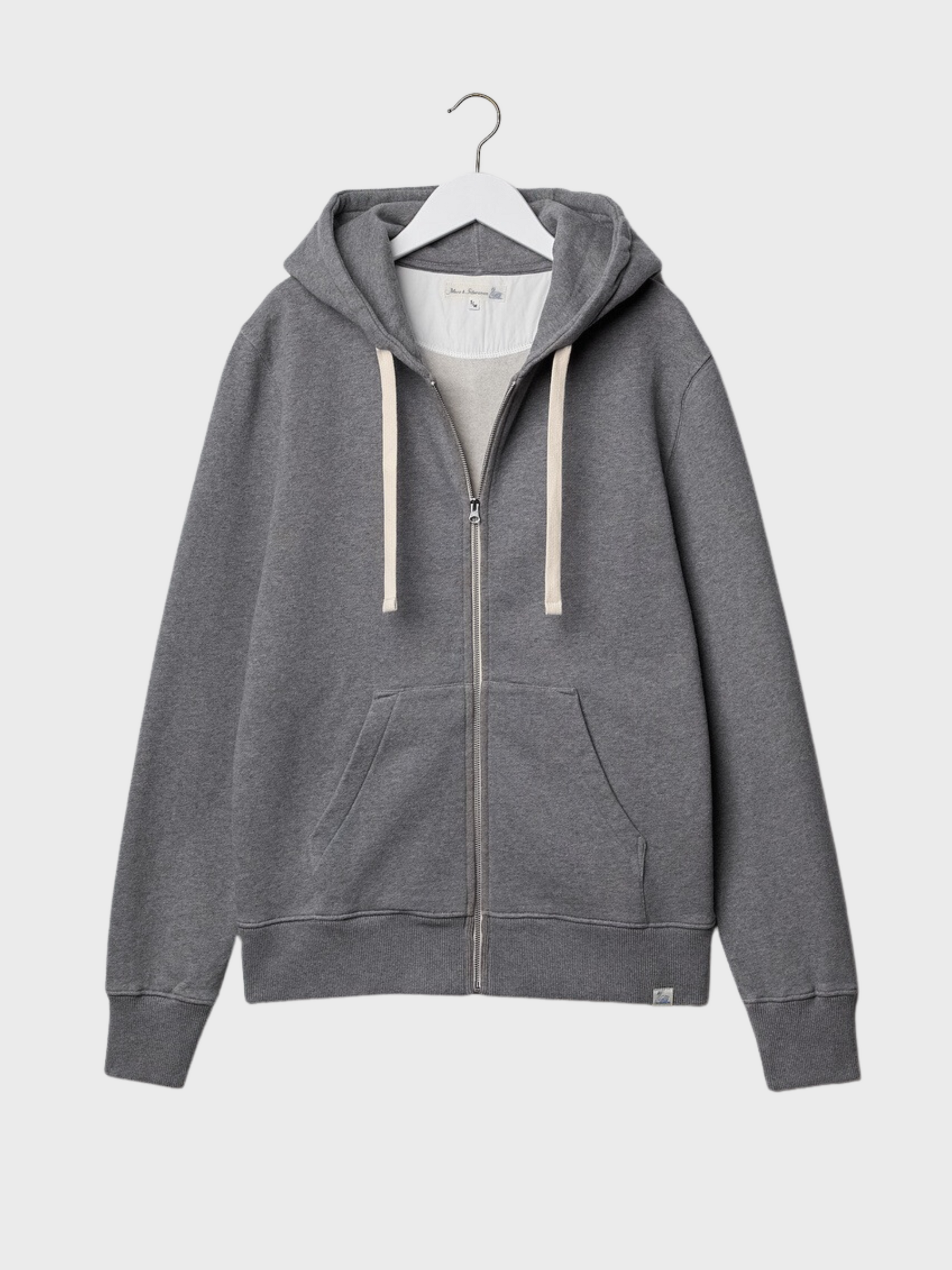 Merz Hooded Zip Jacket 13 Oz Relaxed Fit Grey Melange-Men&#39;s Sweatshirts-Brooklyn-Vancouver-Yaletown-Canada