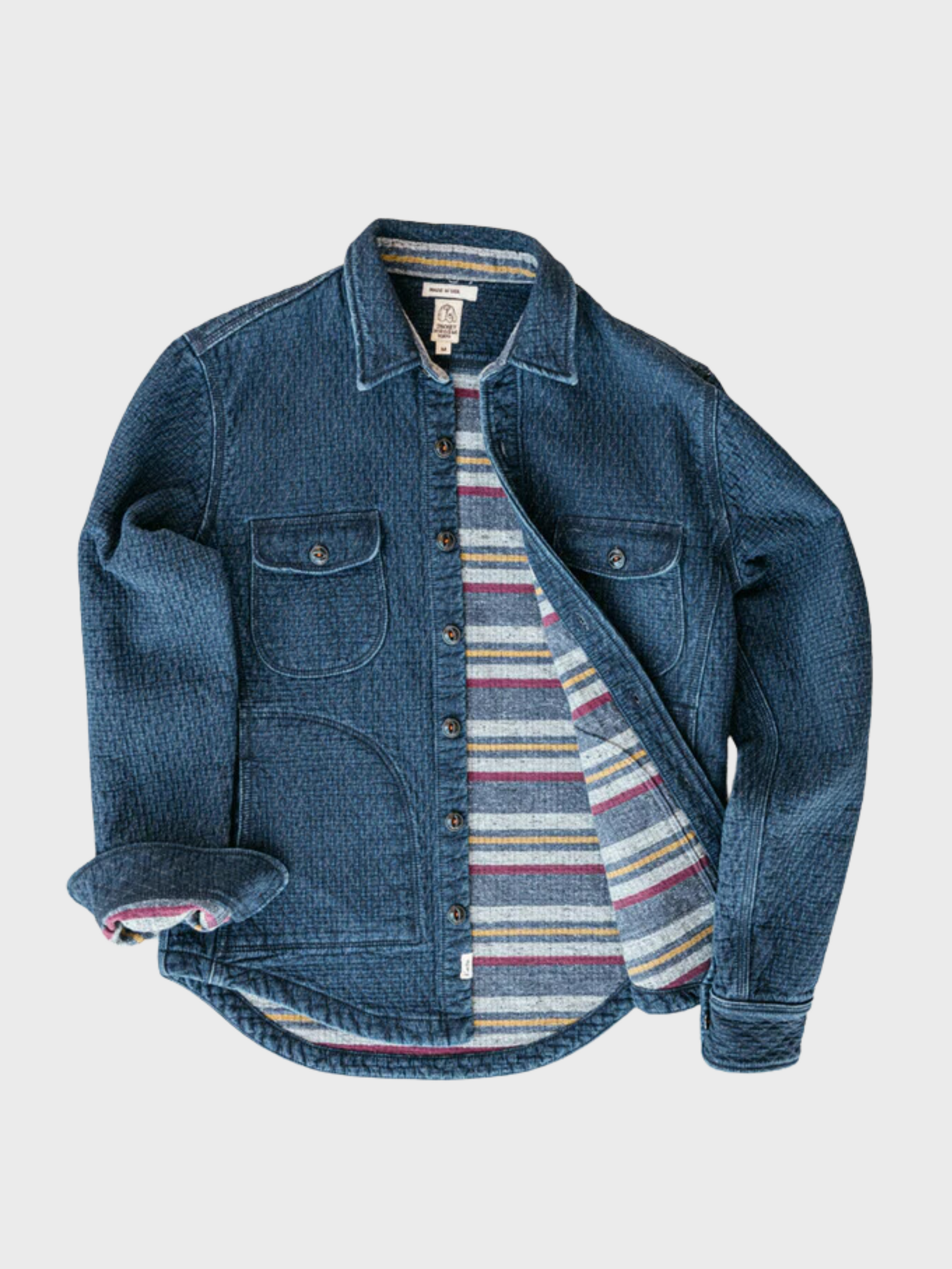 Kato The Anvil Shirt JK Quilt Denim LIght Indigo-Men&#39;s Jackets-Howard-Surrey-Canada