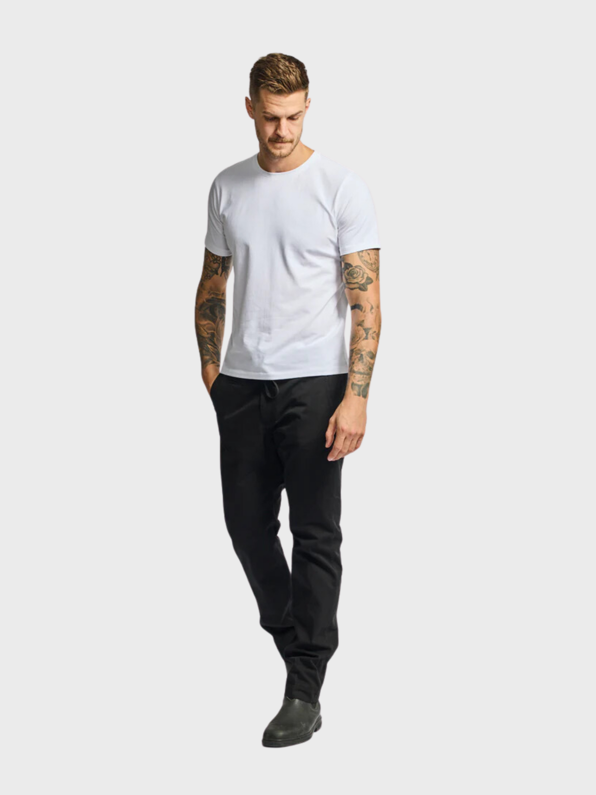 Easy Mondays Drawstring Chino Black-Men's Pants-Howard-Surrey-Canada