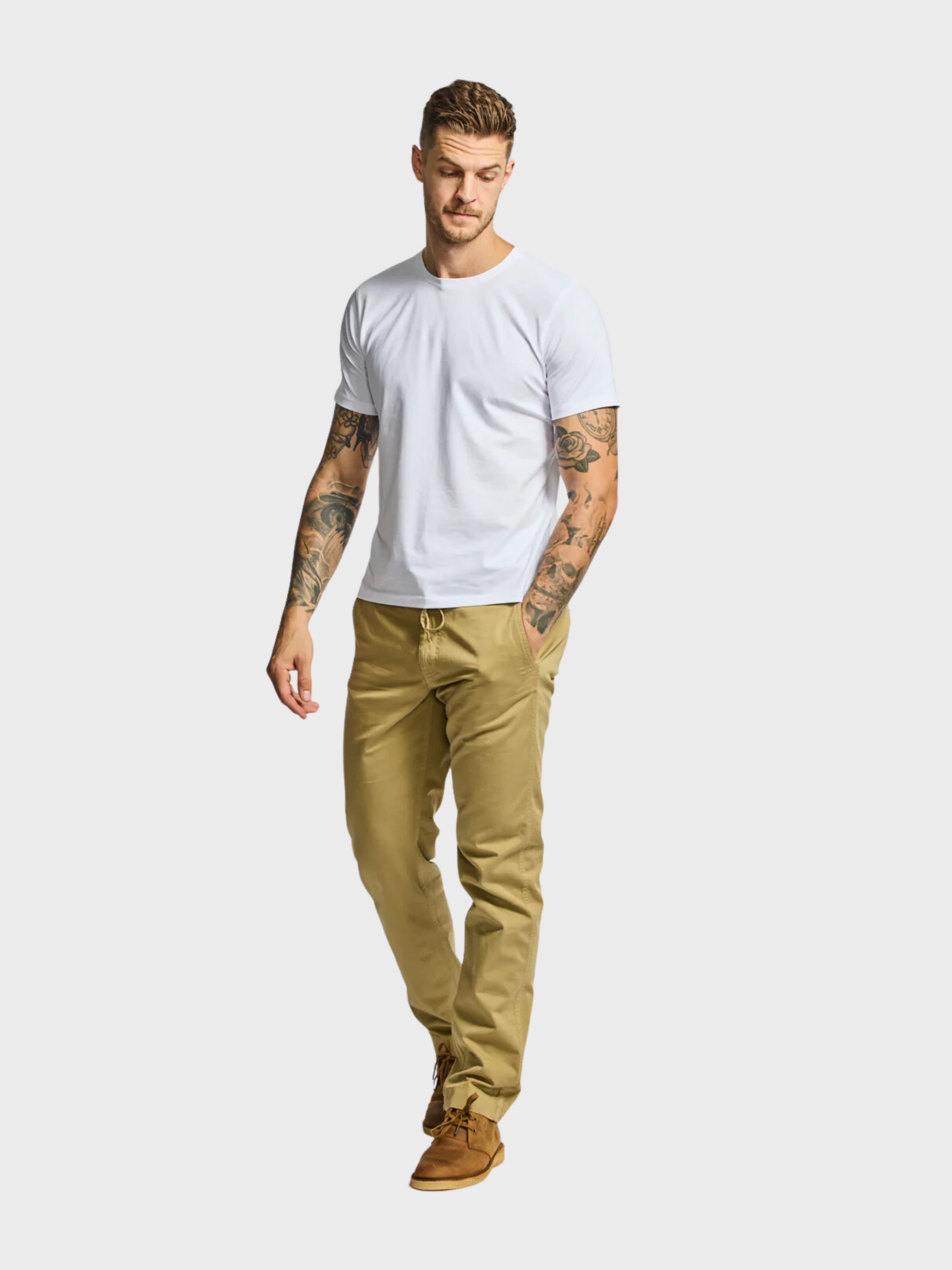 Easy Mondays Drawstring Chino Khaki-Men's Pants-Howard-Surrey-Canada