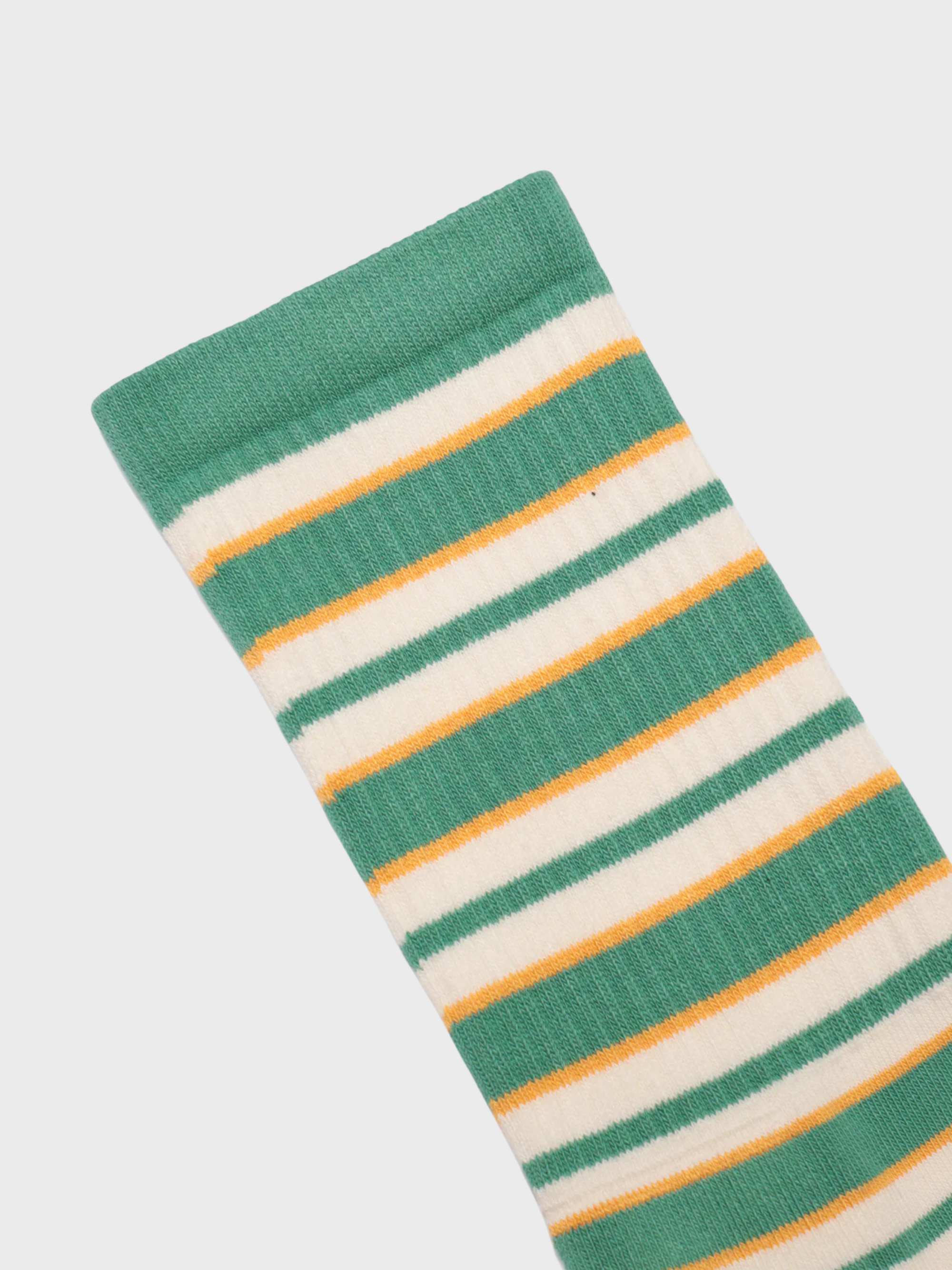 Far Afield Socks Ribbed Stripe - Frosty Green Multi-Men's Accessories-Brooklyn-Vancouver-Yaletown-Canada