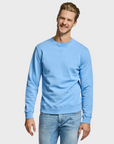 Easy Mondays Crew Neck Sweatshirt Slub Cotton - Azure-Men's Sweatshirts-Brooklyn-Vancouver-Yaletown-Canada