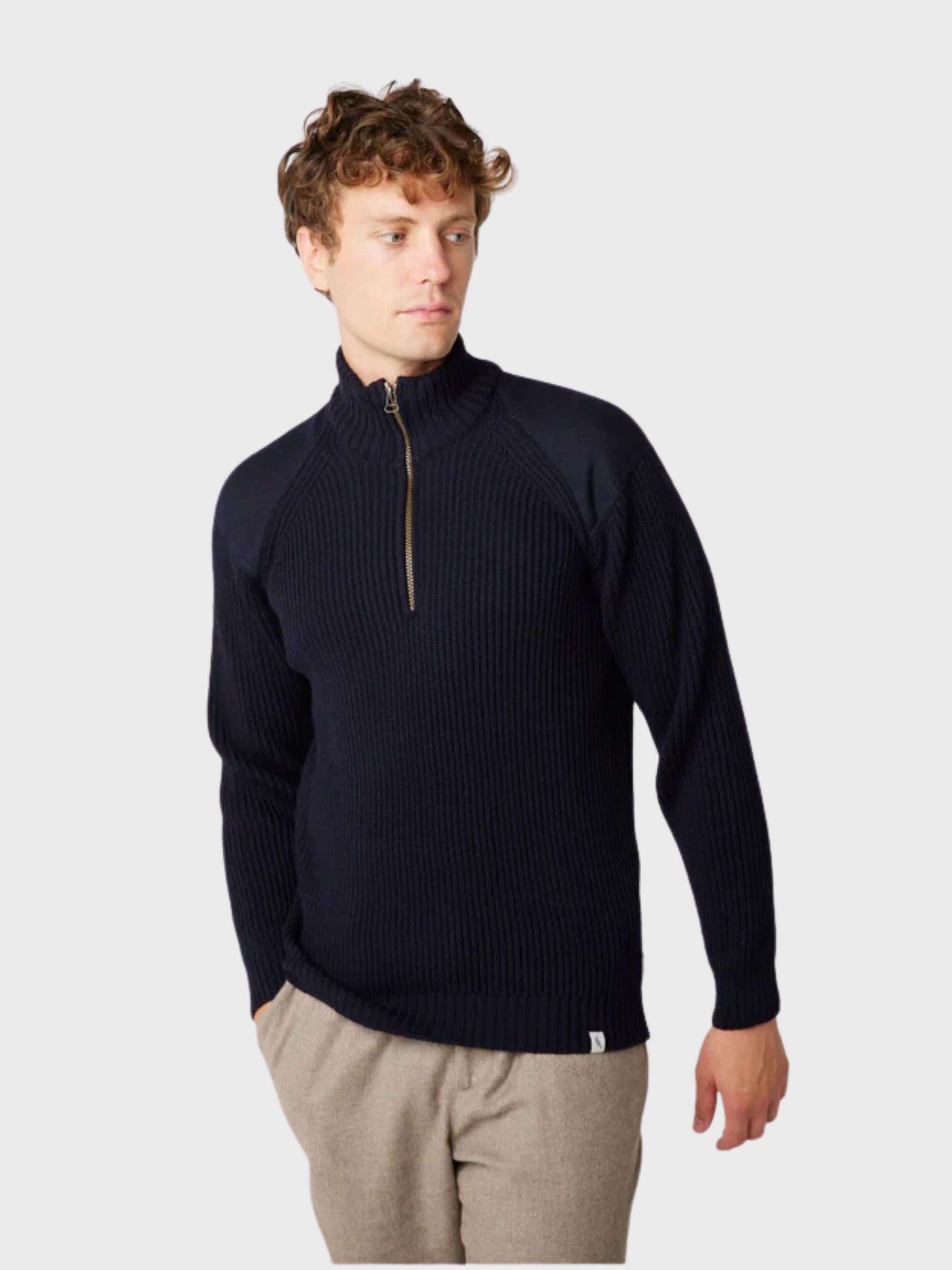 Peregrine Sweater Foxton Zip Neck Navy-Men's Sweaters-Howard-Surrey-Canada