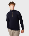 Peregrine Sweater Foxton Zip Neck Navy-Men's Sweaters-Howard-Surrey-Canada