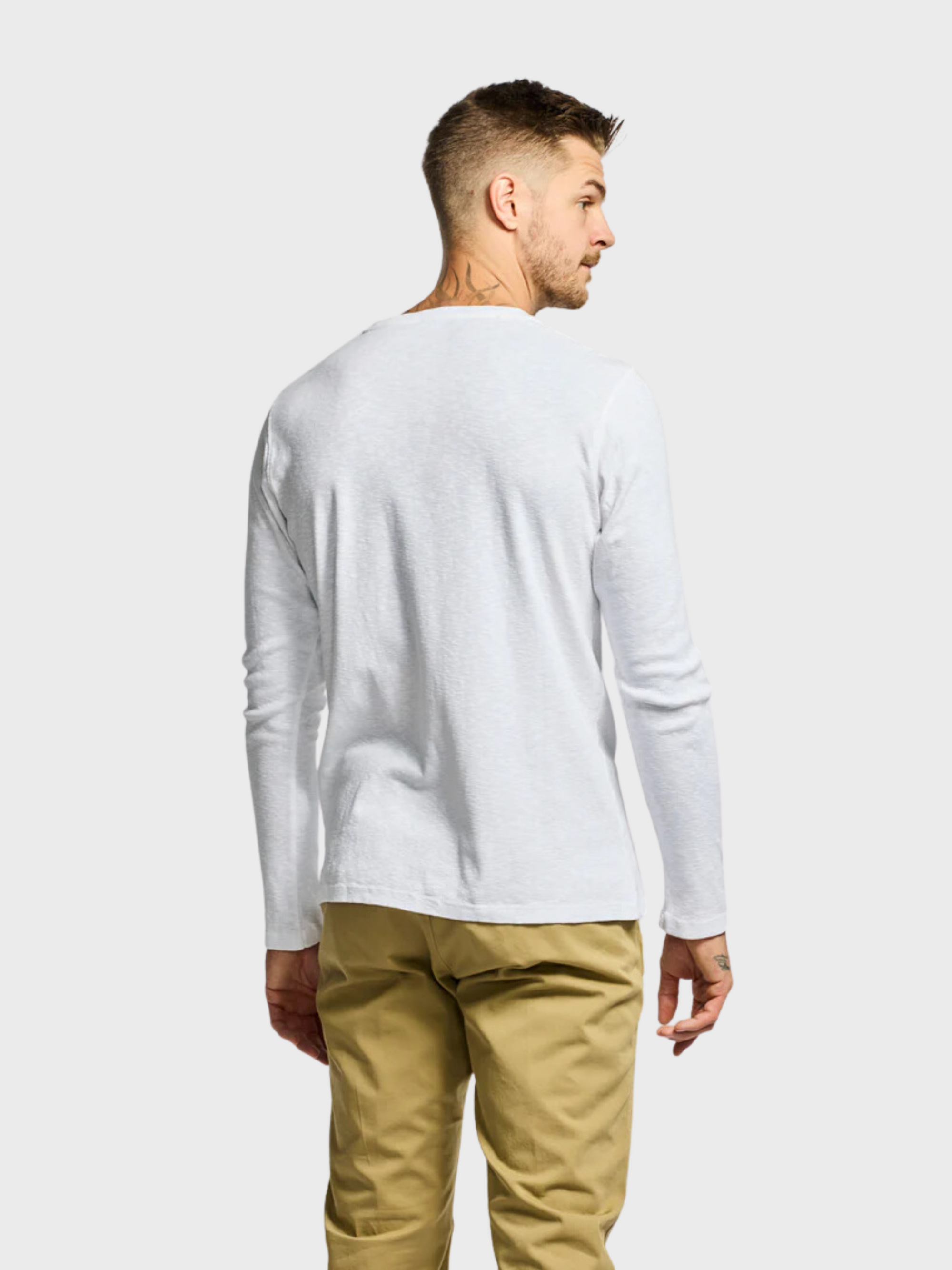 Easy Mondays LS Henley Slub White-Men's T-Shirts-Howard-Surrey-Canada