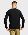 Easy Mondays T Shirt LS Henley Slub Black-Men's T-Shirts-Howard-Surrey-Canada