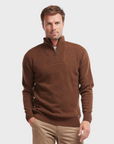 Barbour Sweater Nelson Essential Half Zip Jumper Dark Sand-Men's Sweaters-Howard-Surrey-Canada