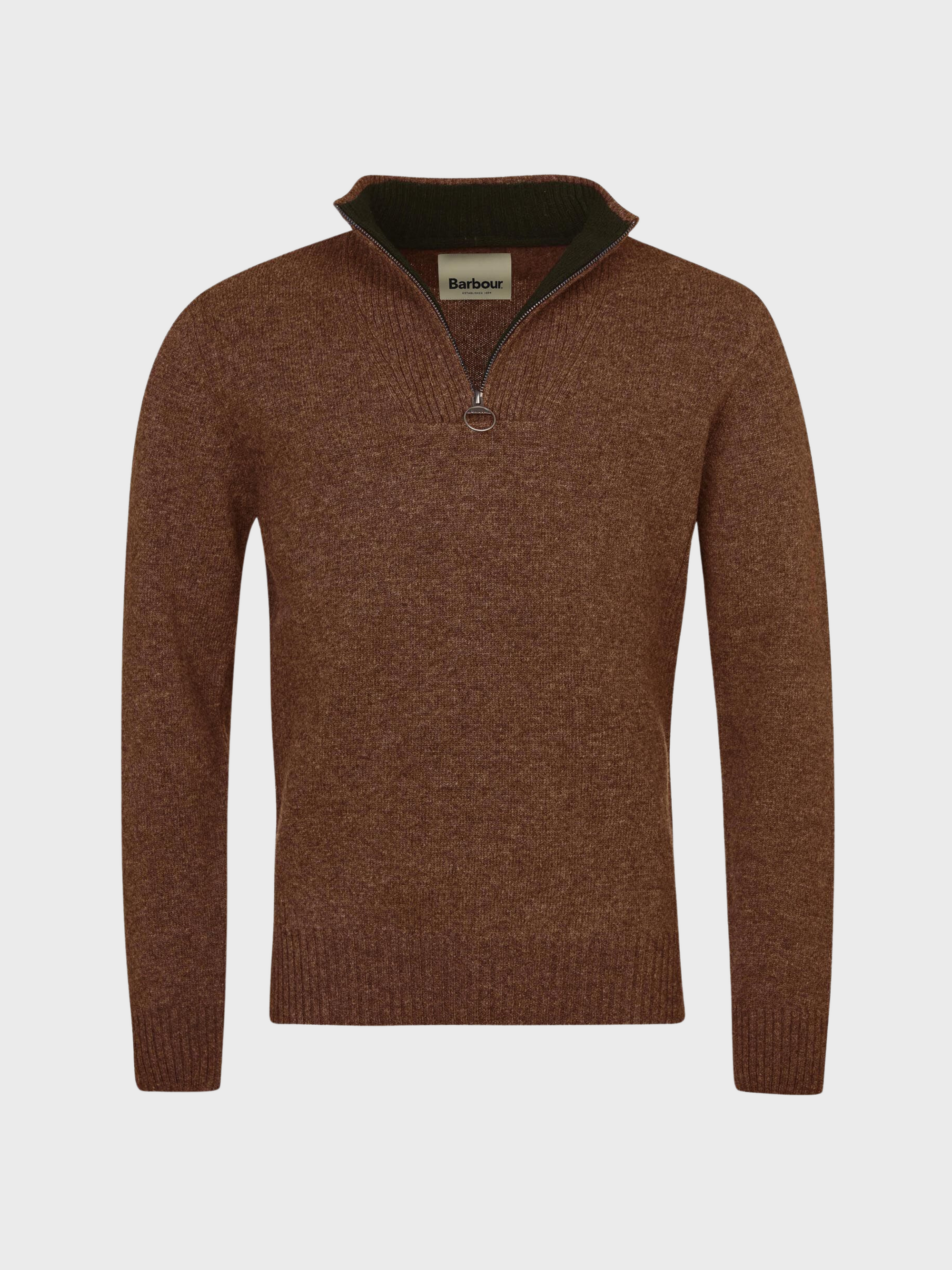 Barbour Sweater Nelson Essential Half Zip Jumper Dark Sand-Men's Sweaters-Howard-Surrey-Canada