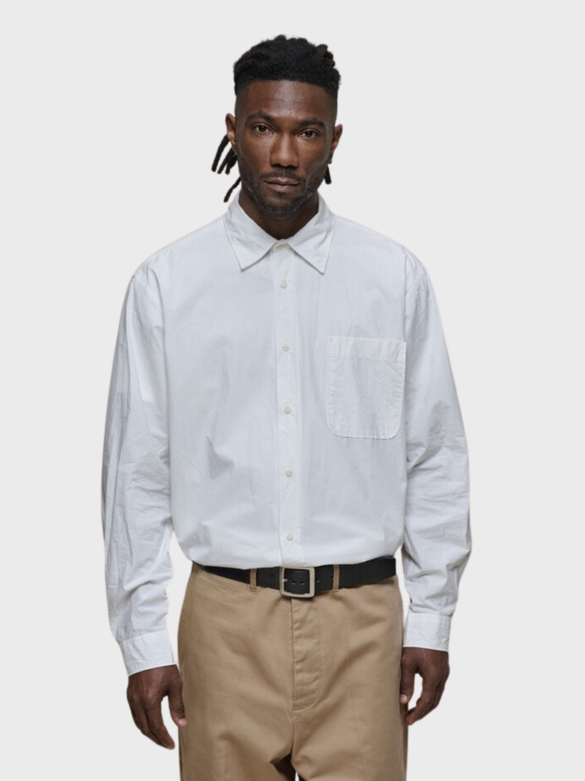 Merz Shirt 4.2 Oz Poplin Relaxed Fit White-Men's Shirts-Howard-Surrey-Canada