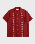 Far Afield Stachio SS Shirt - Sol Stripe Embroidery Deep Red-Men's Shirts-Brooklyn-Vancouver-Yaletown-Canada