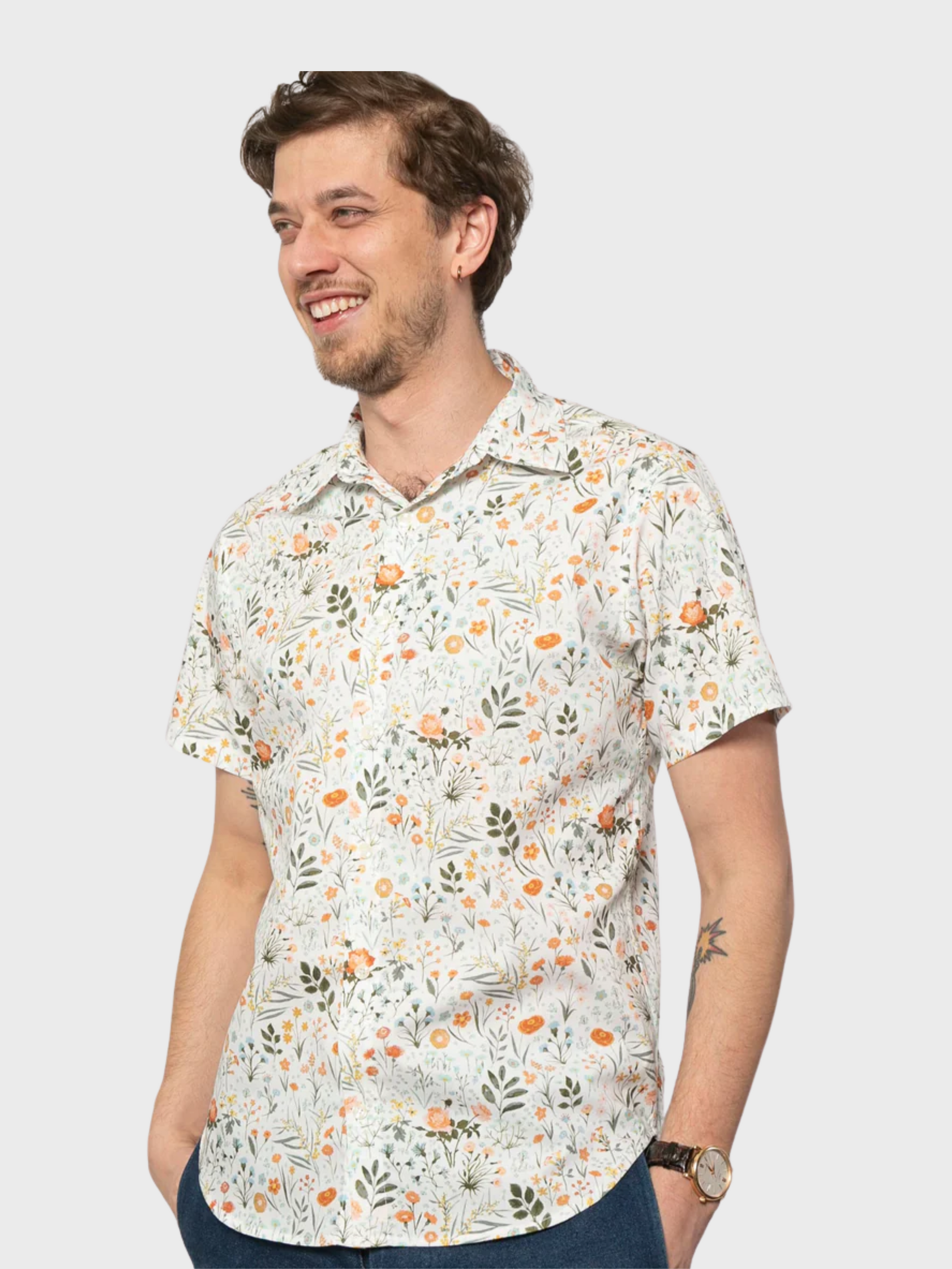 18Waits Short Sleeve Dylan Shirt Garden Days-Men's Shirts-Howard-Surrey-Canada