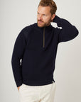 Peregrine Sweater Foxton Zip Neck Navy-Men's Sweaters-Howard-Surrey-Canada