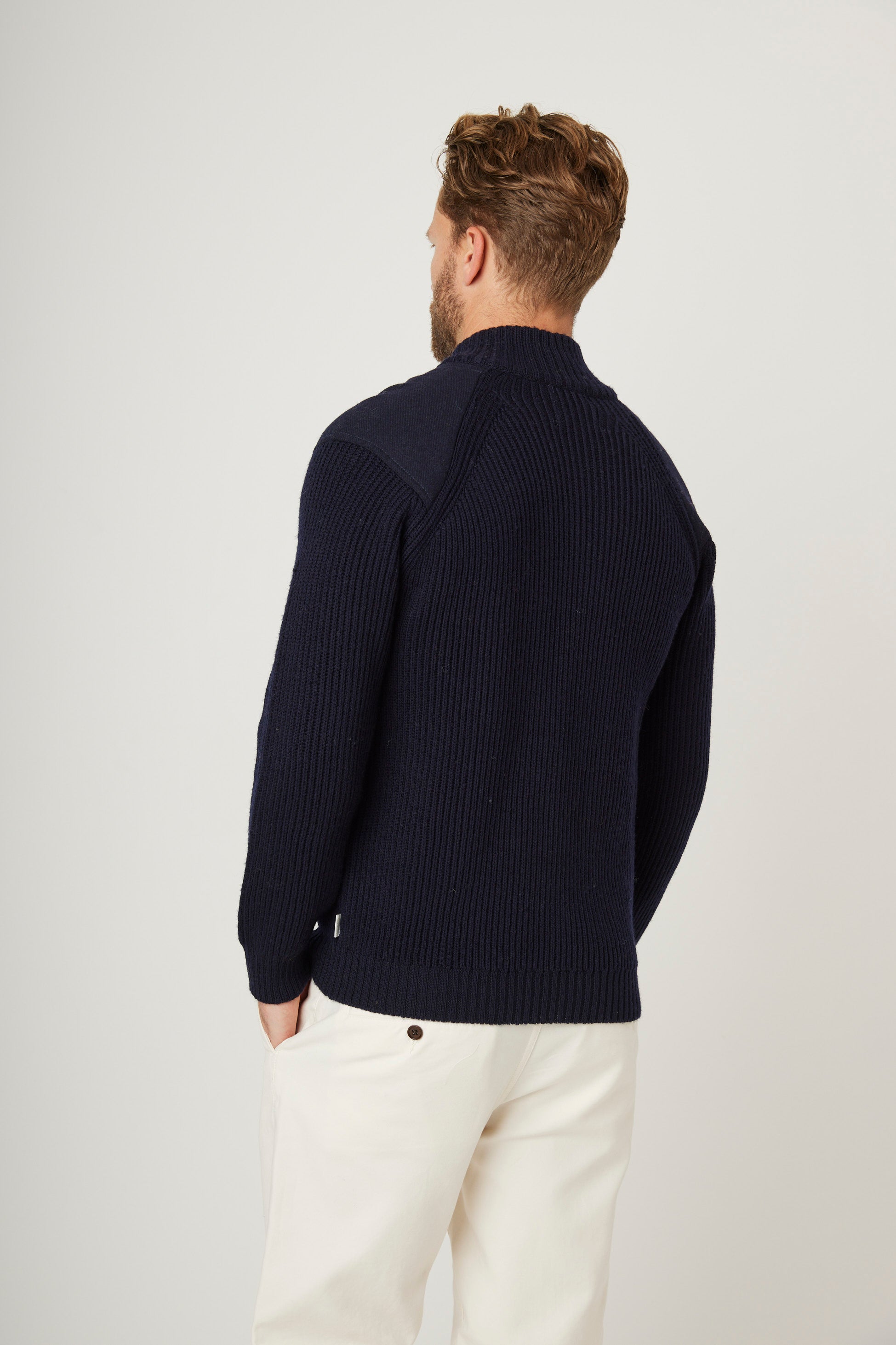 Peregrine Sweater Foxton Zip Neck Navy-Men&#39;s Sweaters-Howard-Surrey-Canada