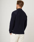 Peregrine Sweater Foxton Zip Neck Navy-Men's Sweaters-Howard-Surrey-Canada