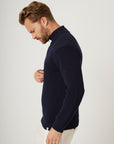 Peregrine Sweater Foxton Zip Neck Navy-Men's Sweaters-Howard-Surrey-Canada