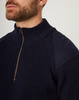 Peregrine Sweater Foxton Zip Neck Navy-Men's Sweaters-Howard-Surrey-Canada