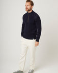 Peregrine Sweater Foxton Zip Neck Navy-Men's Sweaters-Howard-Surrey-Canada