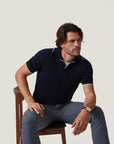 34 Heritage Polo Sweater - Navy-Men's Sweaters-Brooklyn-Vancouver-Yaletown-Canada
